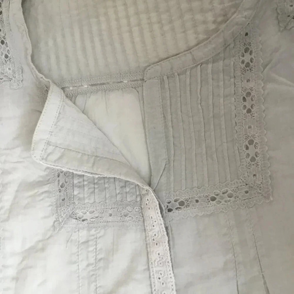 KY CREATION Lace Trim 100 % Cotton Blouse Light Grey | UK 10-12 (T2) - Picture 10 of 15